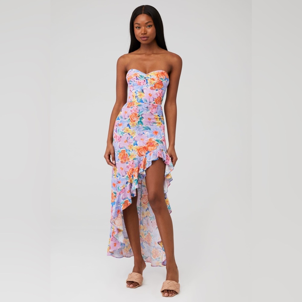 AMANDA UPRICHARD AMALIA STRAPLESS GOWN BLOSSOM FLORAL